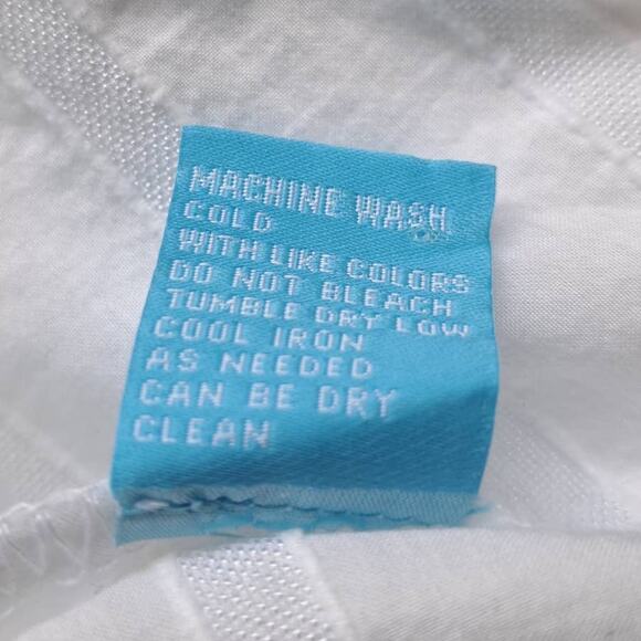 J. McLaughlin White Collarless Button Down Top Size XL Textured Stripe - Picture 6 of 9